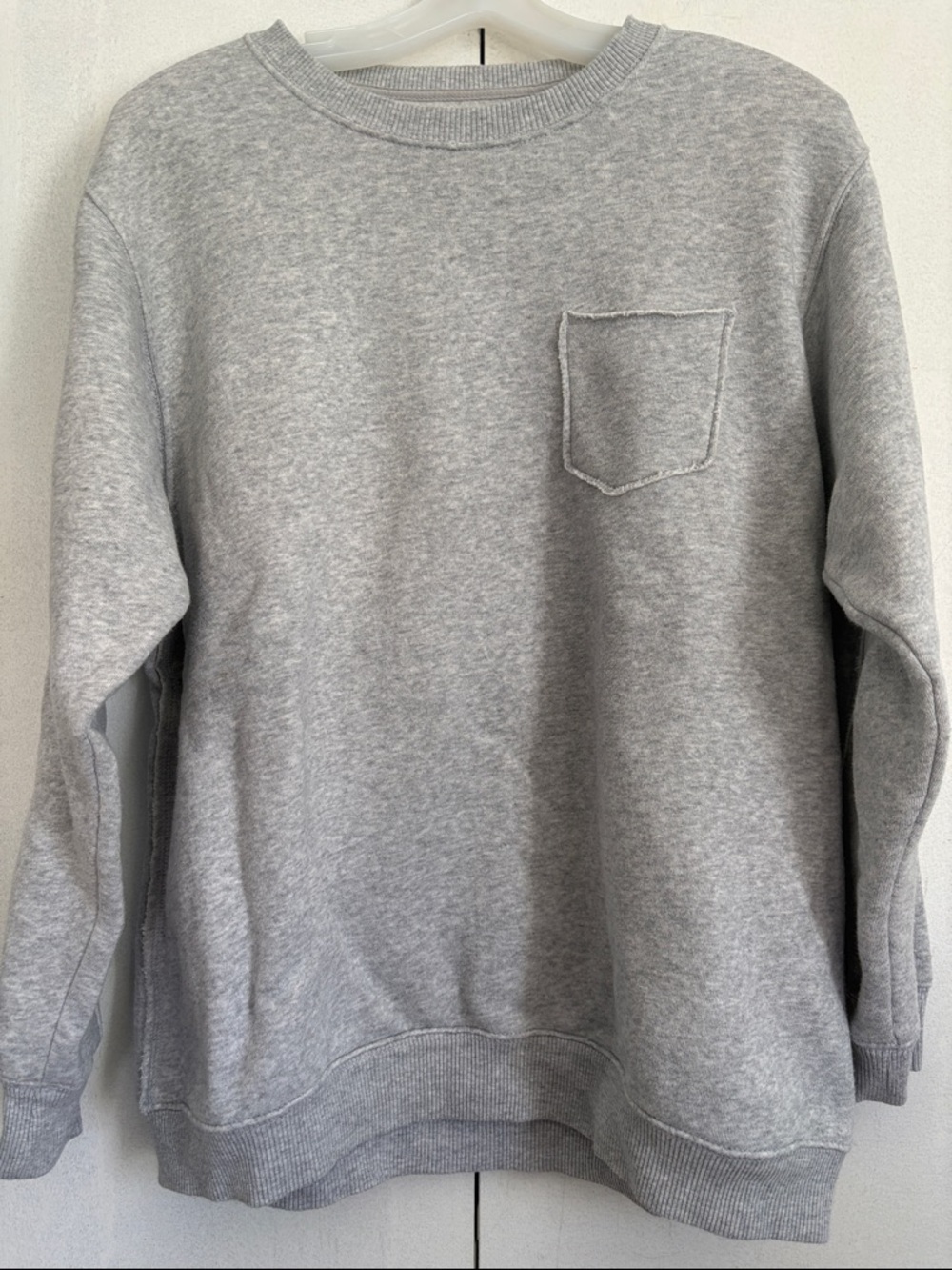 aerie Light Gray Crewneck Sweatshirt with Chest Pocket